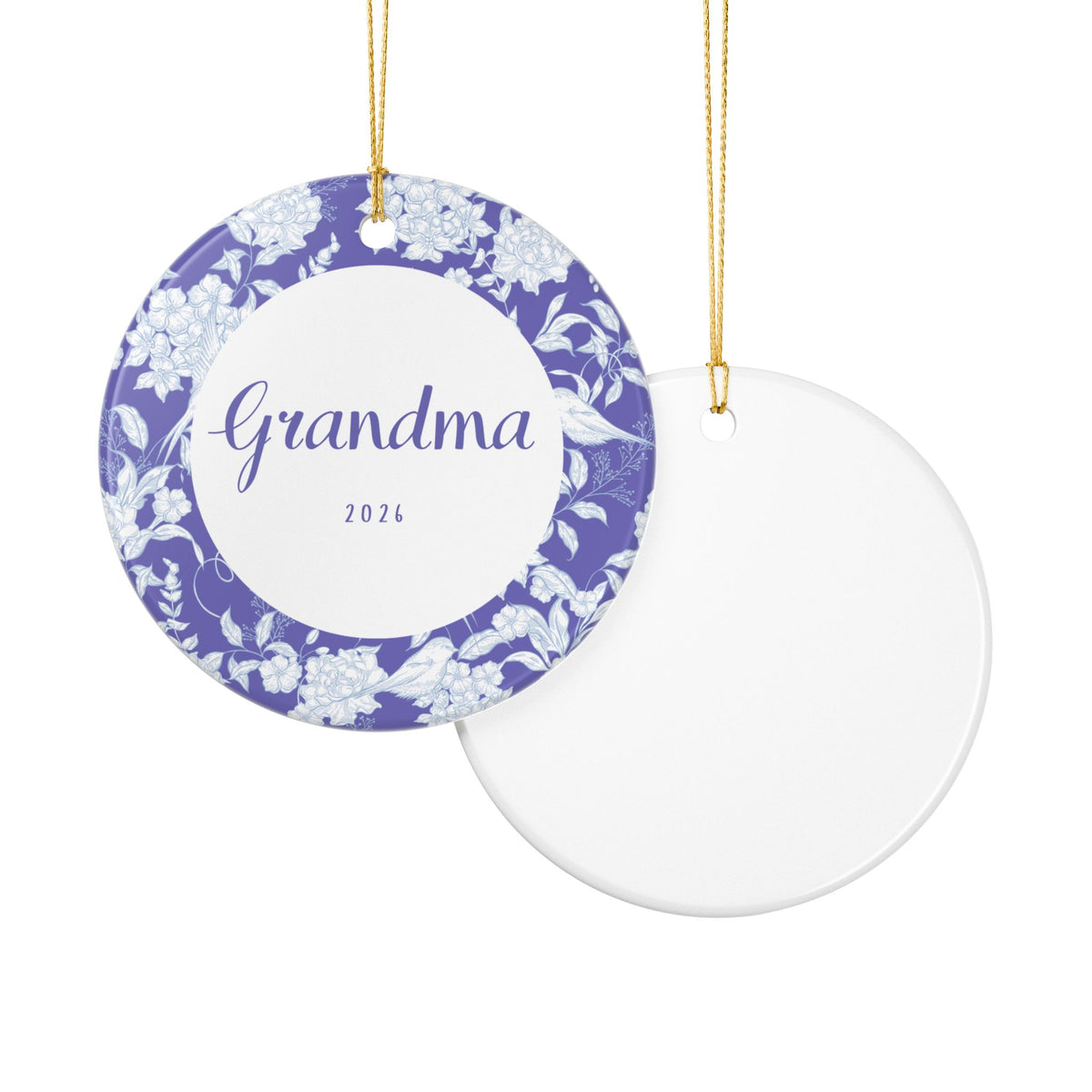 Copy of New Grandparents Ornament, Personalized Gift For New Grandma Grandpa | Ceramic Decoration - Blue