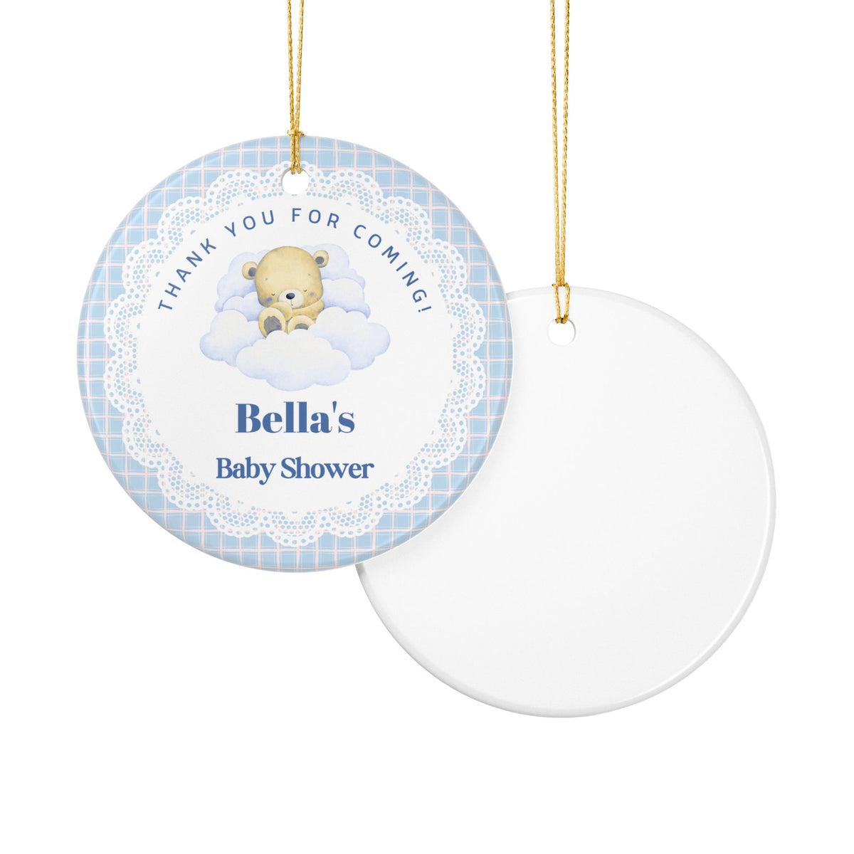 Baby Shower Ornament, Personalized Gift And Party Favor | Ceramic Decoration - Blue