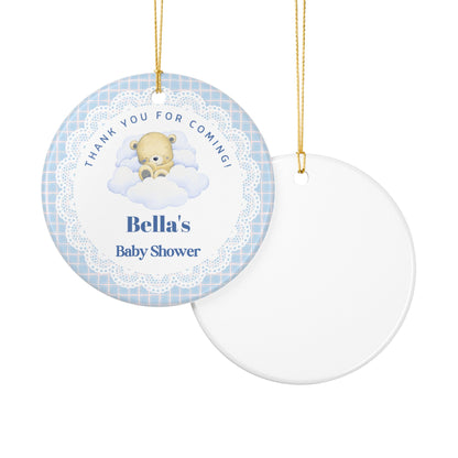 Baby Shower Ornament, Personalized Gift And Party Favor | Ceramic Decoration - Blue