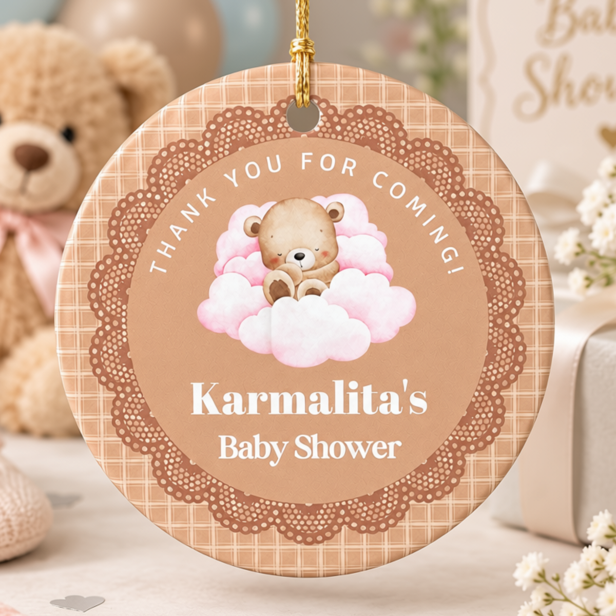 Baby Shower Ornament, Personalized Gift And Party Favor | Ceramic Decoration - Baby Girl