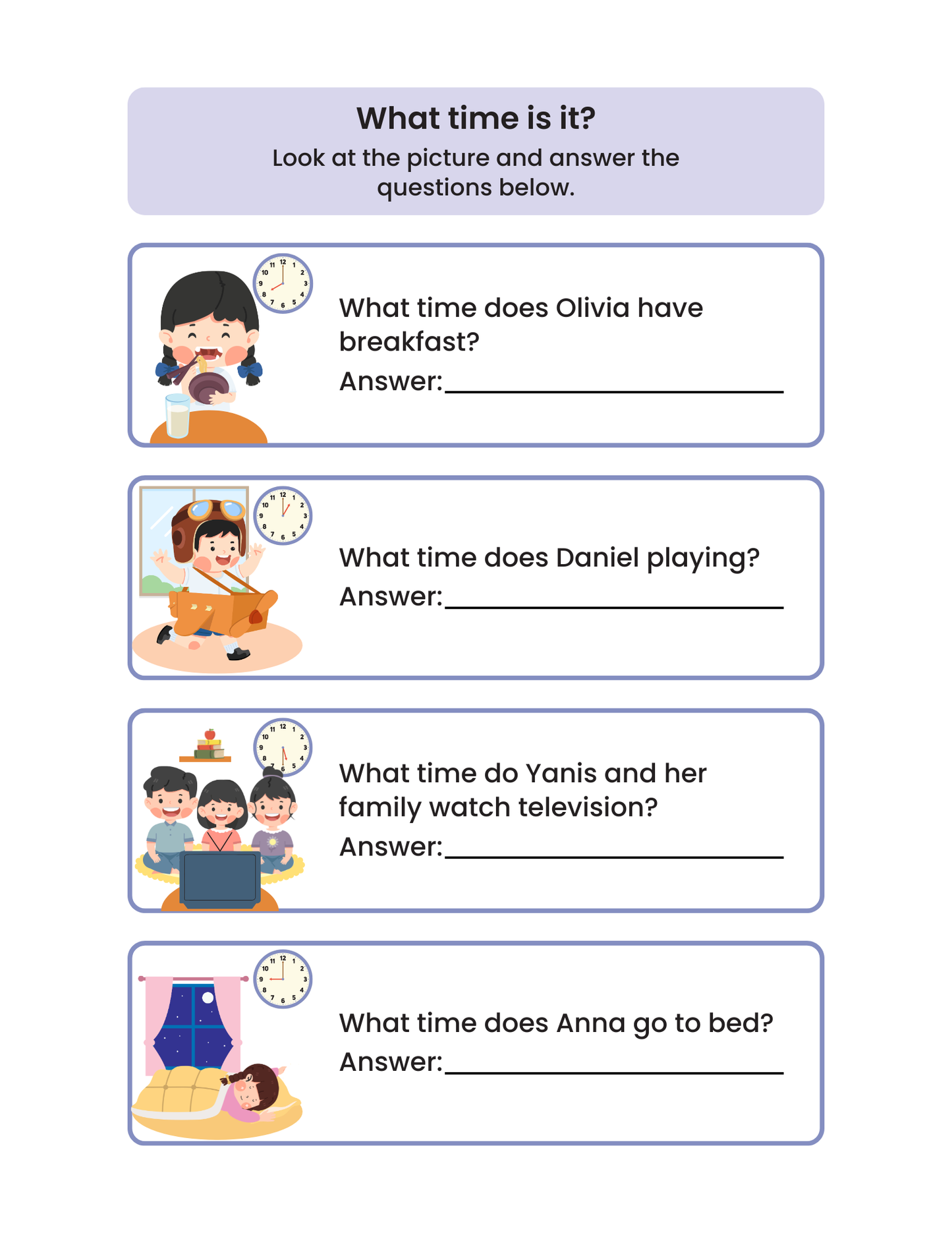 Time Telling Practice Sheets