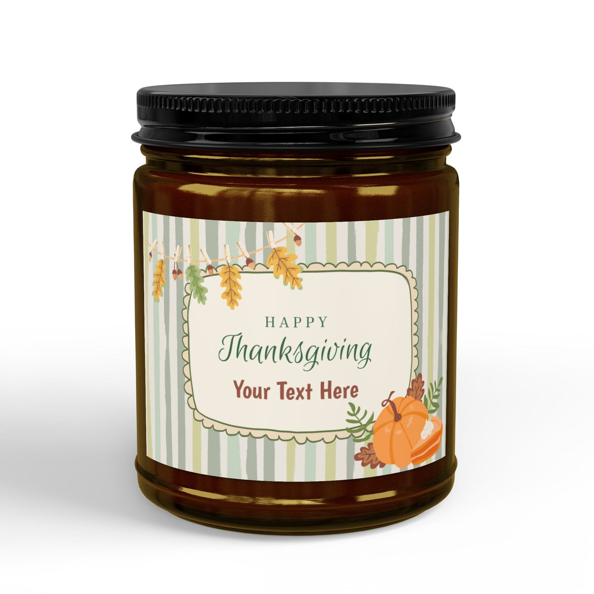 Orange Leaf Soy Candles with Black Lid, 9oz - Personalized