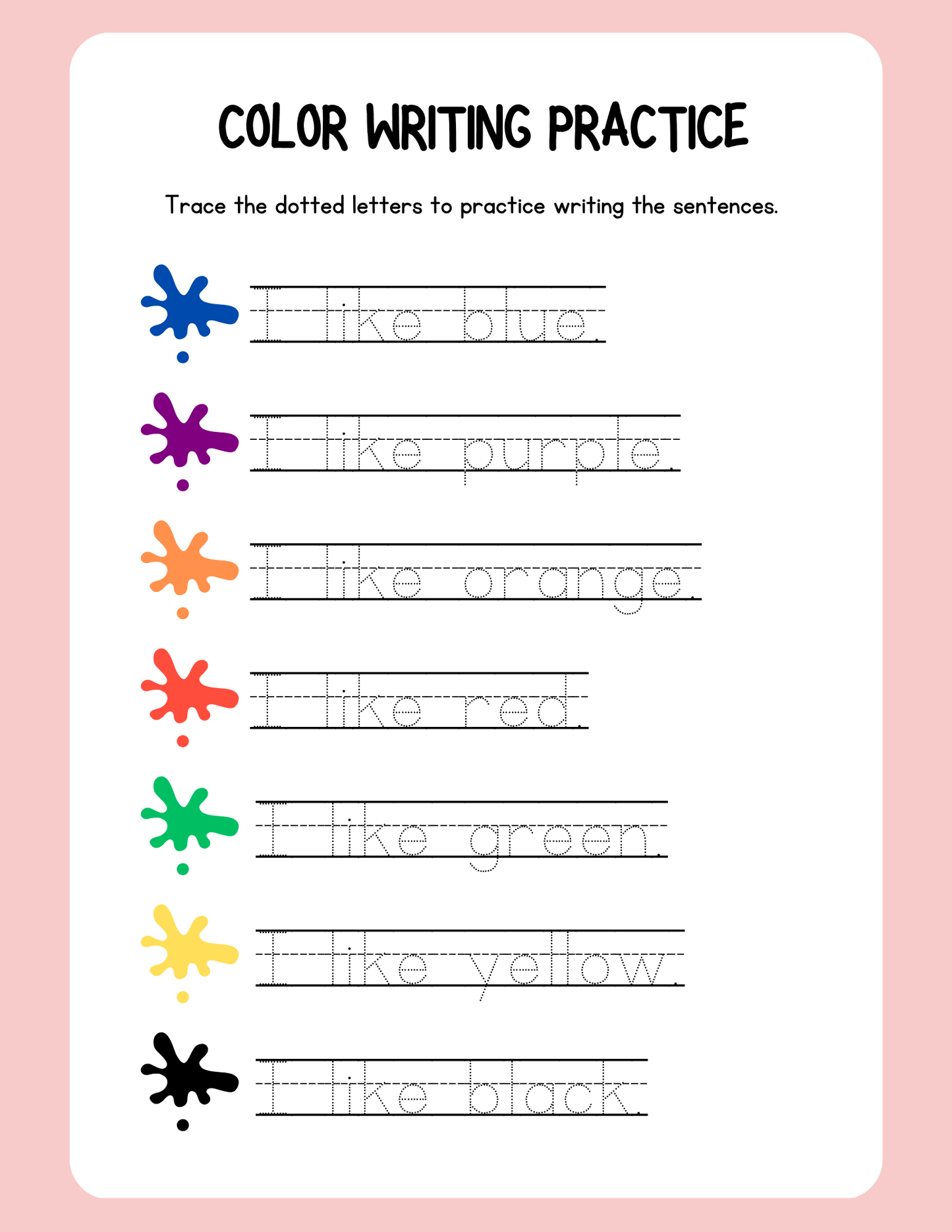 Grade 1 English Writing Practice
