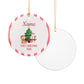 Personalized First Christmas Teddy Bear Ornament | Ceramic Decoration - Red