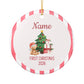 Personalized First Christmas Teddy Bear Ornament | Ceramic Decoration - Red