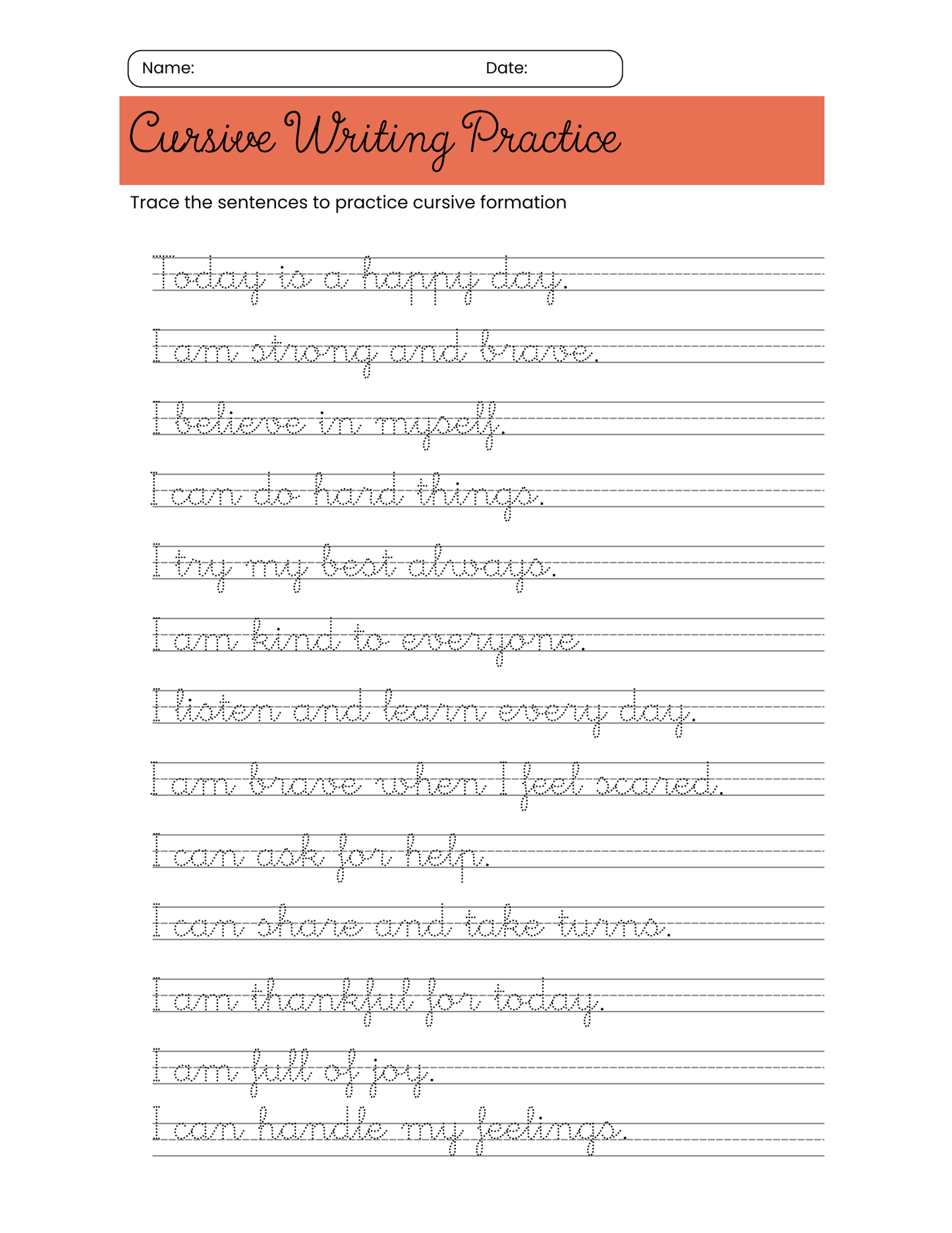 Cursive Writing Prctice