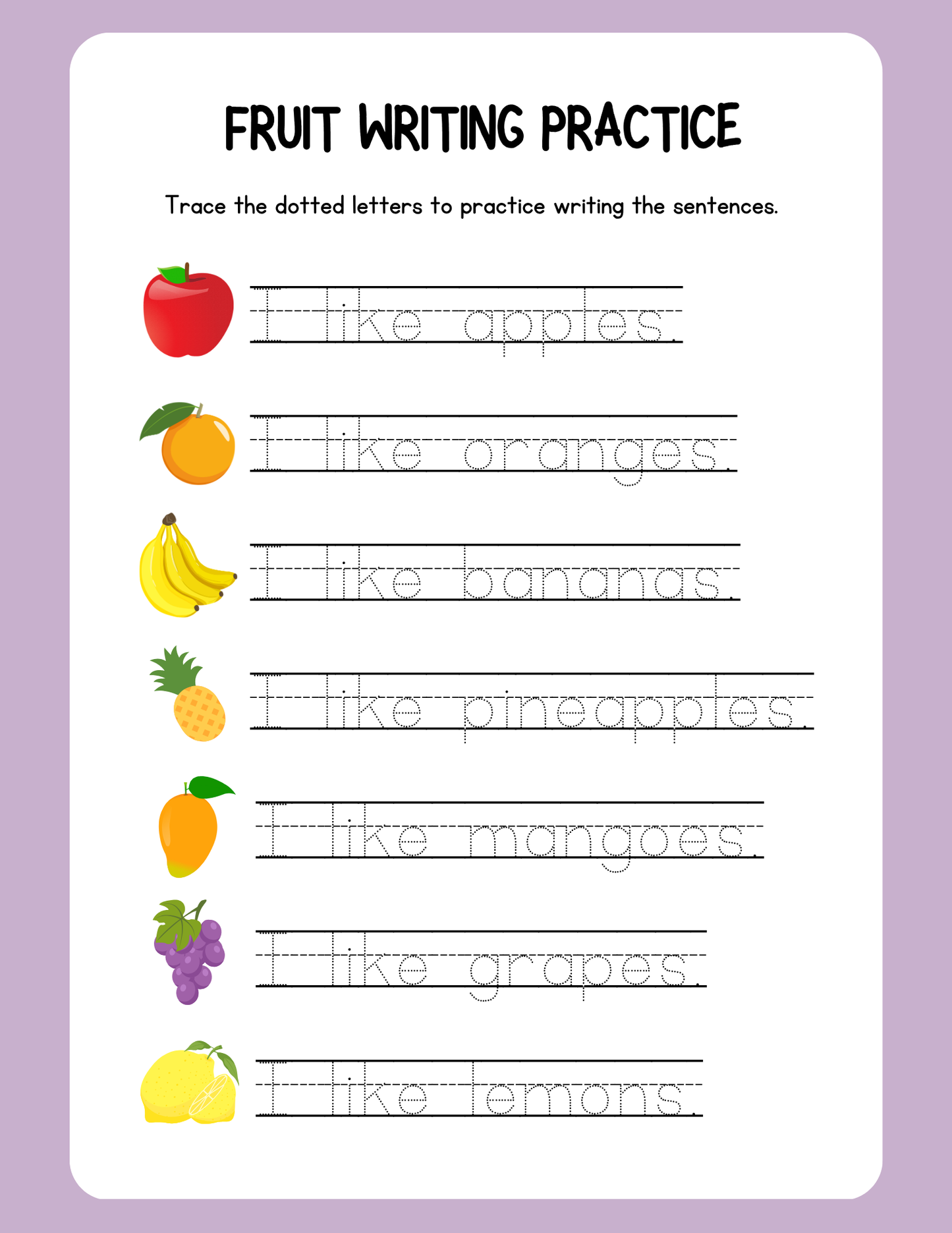 Grade 1 English Writing Practice