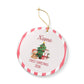 Personalized First Christmas Teddy Bear Ornament | Ceramic Decoration - Red