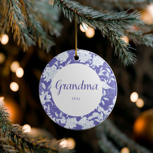 Copy of New Grandparents Ornament, Personalized Gift For New Grandma Grandpa | Ceramic Decoration - Blue