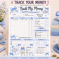 Cute Blue Bow Budget Planner Printable | Track My Money Bill Tracker | Blue Gingham Finance Planner | A4 Digital Download