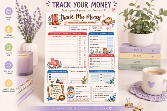 Cowgirl Budget Planner Printable | Track My Money Tracker | Western Finance Planner | Monthly Budget & Savings Tracker | A4 PDF
