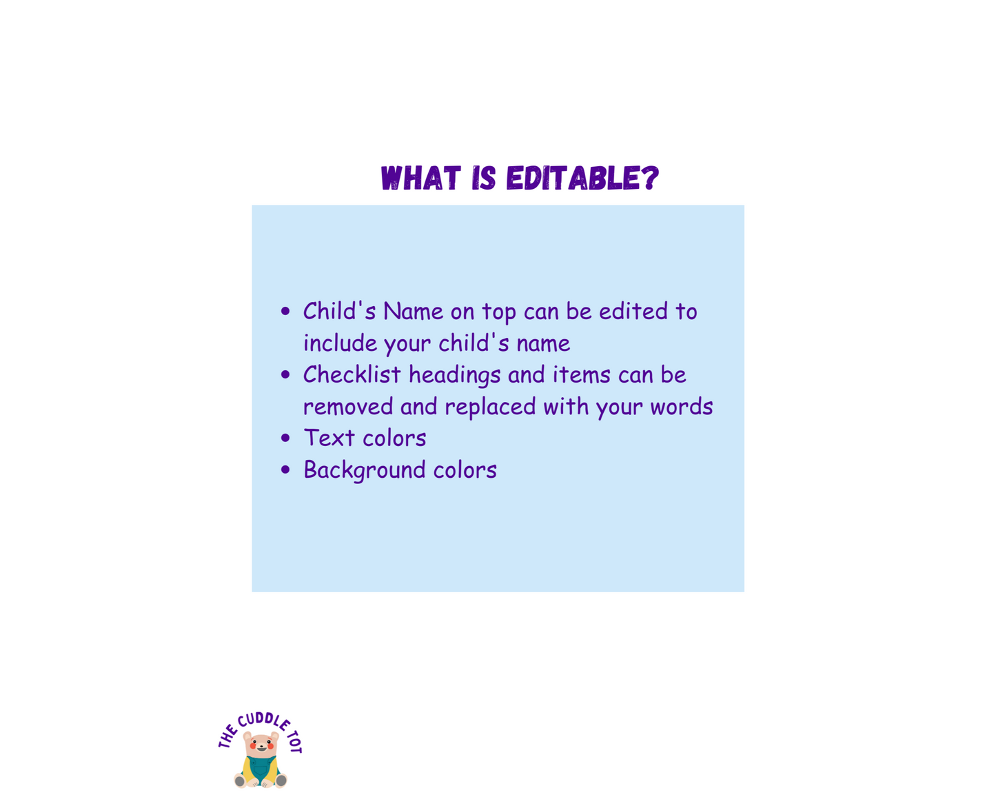 Editable Schoolday Checklist - Unicorn Theme